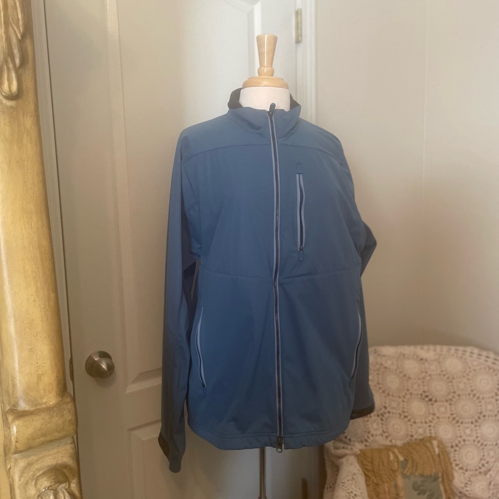 Bobby Jones Blue Golf Windbreaker with Stand-Up Collar and Relaxed Fit XL